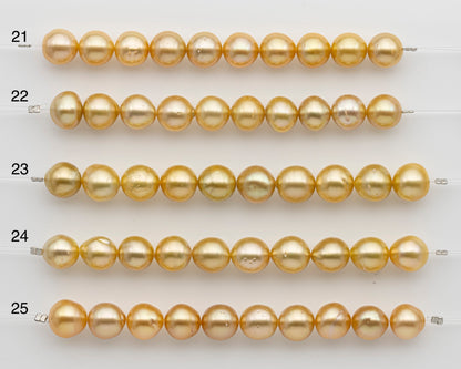 10-11mm Golden South Sea Pearl Near Round, Natural Color Pearls for Jewelry Making, Short Strand, SKU # 2739GS