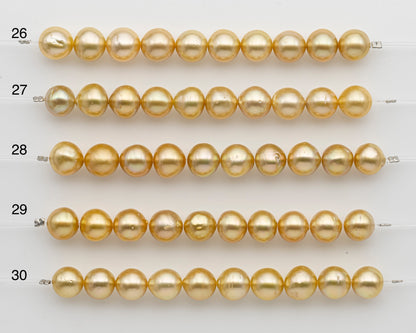 10-11mm Golden South Sea Pearl Near Round, Natural Color Pearls for Jewelry Making, Short Strand, SKU # 2739GS