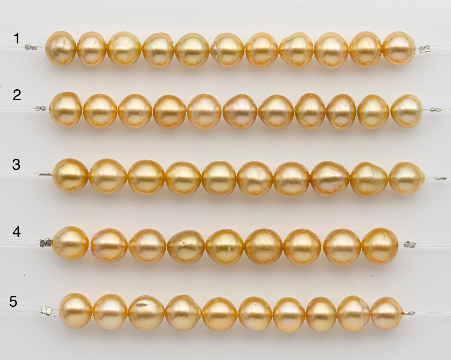 10-11mm Golden South Sea Pearl Near Round, Natural Color Pearls for Jewelry Making, Short Strand, SKU # 2740GS