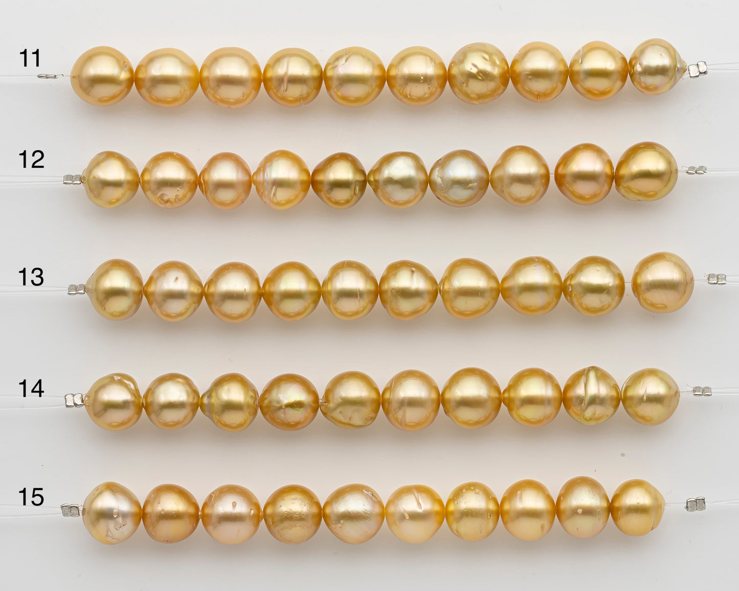 10-11mm Golden South Sea Pearl Near Round, Natural Color Pearls for Jewelry Making, Short Strand, SKU # 2740GS