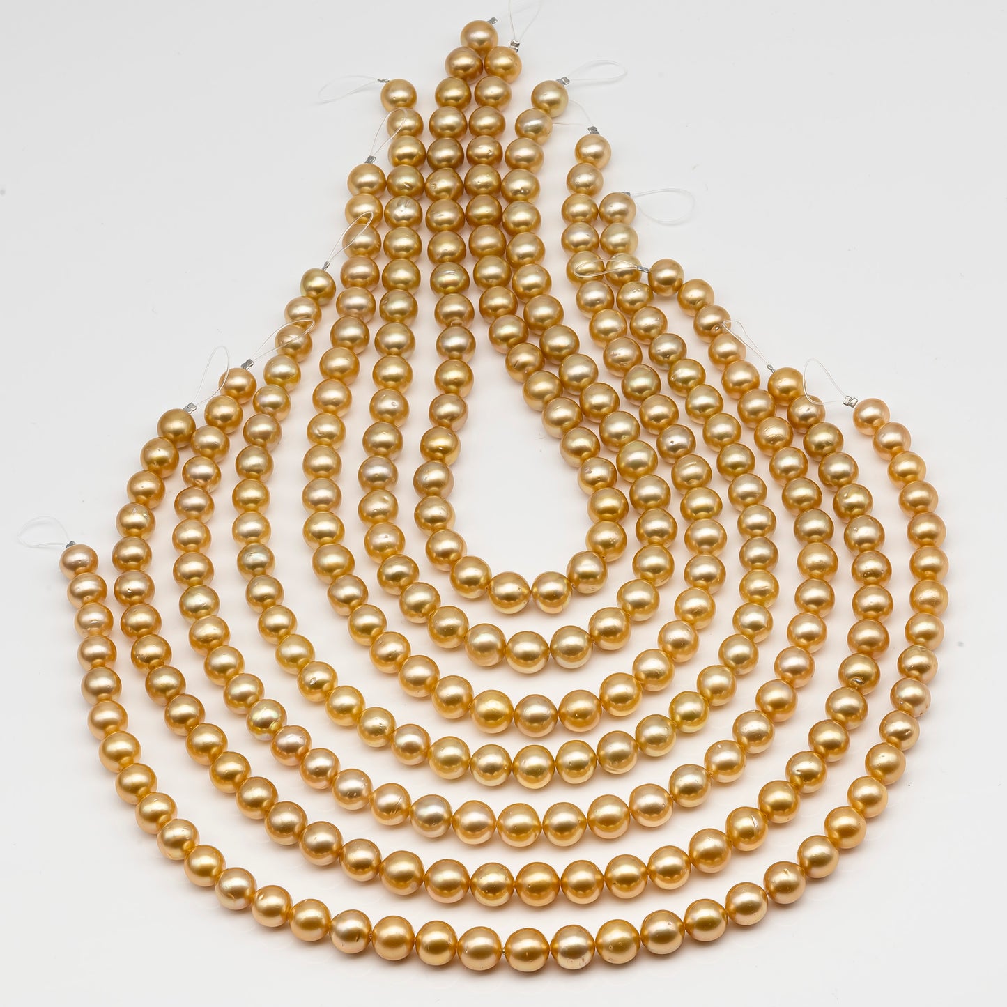 10-11mm Golden South Sea Pearl Near Round, Natural Color Pearls for Jewelry Making, Full Strand, SKU # 2741GS