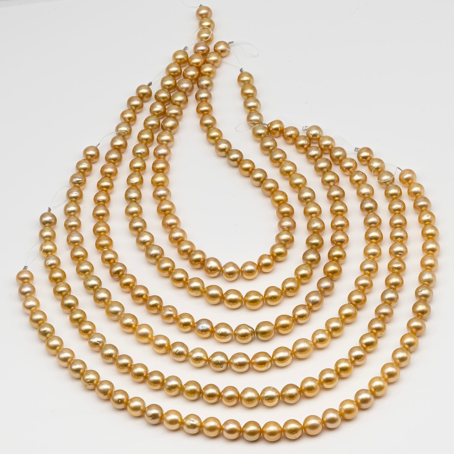 10-11mm Golden South Sea Pearl Near Round, Natural Color Pearls for Jewelry Making, Full Strand, SKU # 2742GS