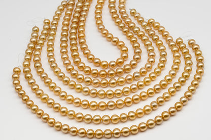 10-11mm Golden South Sea Pearl Near Round, Natural Color Pearls for Jewelry Making, Full Strand, SKU # 2741GS