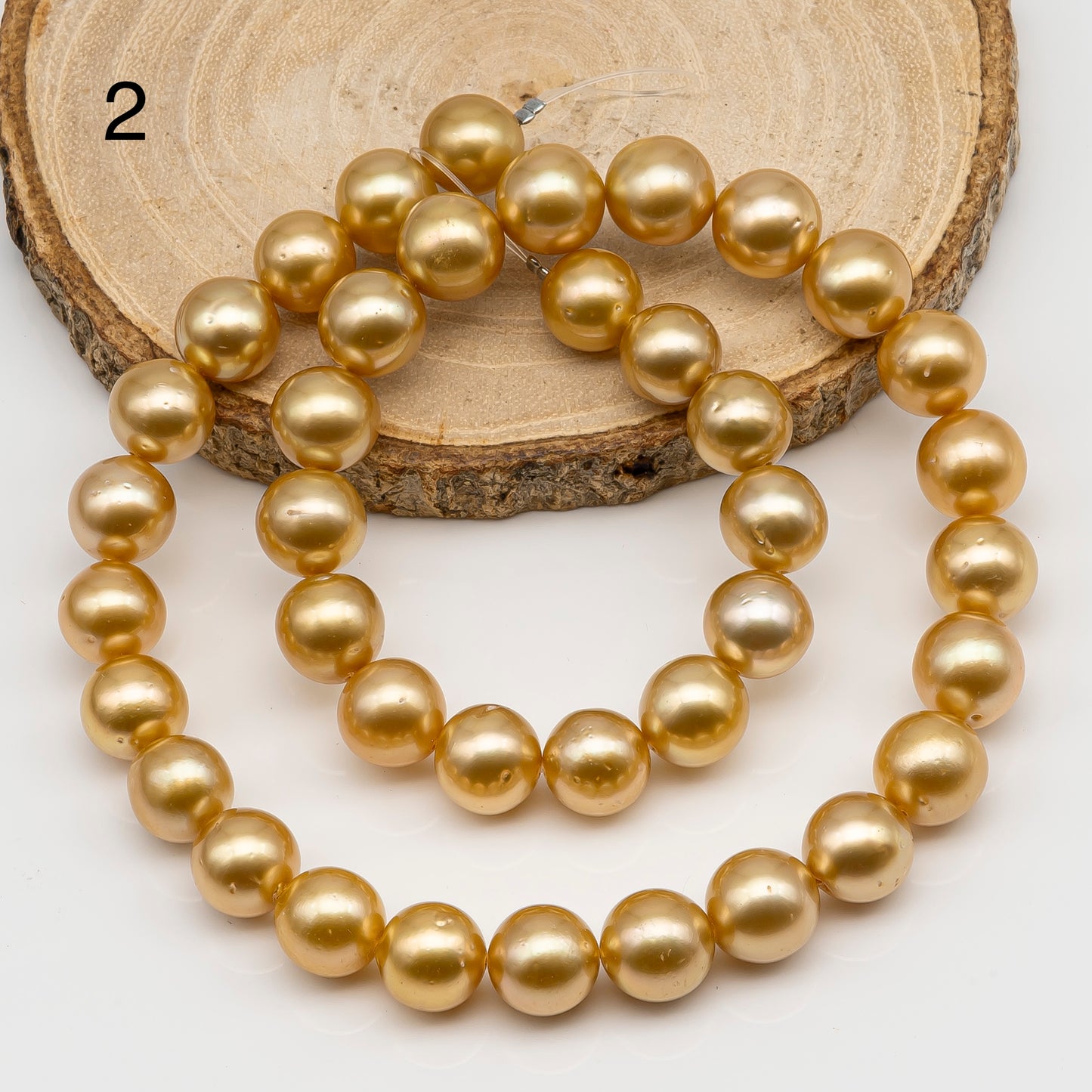 10-11mm Golden South Sea Pearl Near Round, Natural Color Pearls for Jewelry Making, Full Strand, SKU # 2741GS