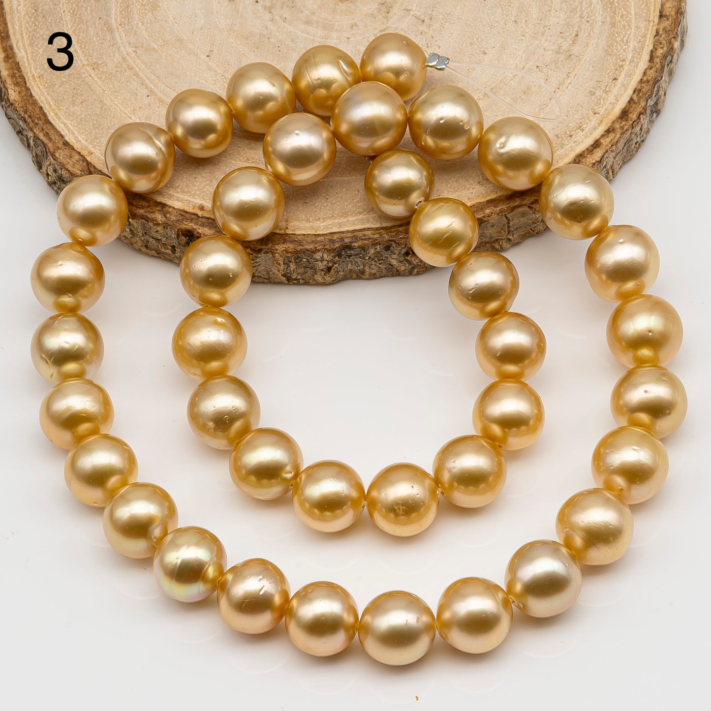 10-11mm Golden South Sea Pearl Near Round, Natural Color Pearls for Jewelry Making, Full Strand, SKU # 2741GS