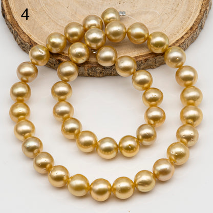 10-11mm Golden South Sea Pearl Near Round, Natural Color Pearls for Jewelry Making, Full Strand, SKU # 2741GS