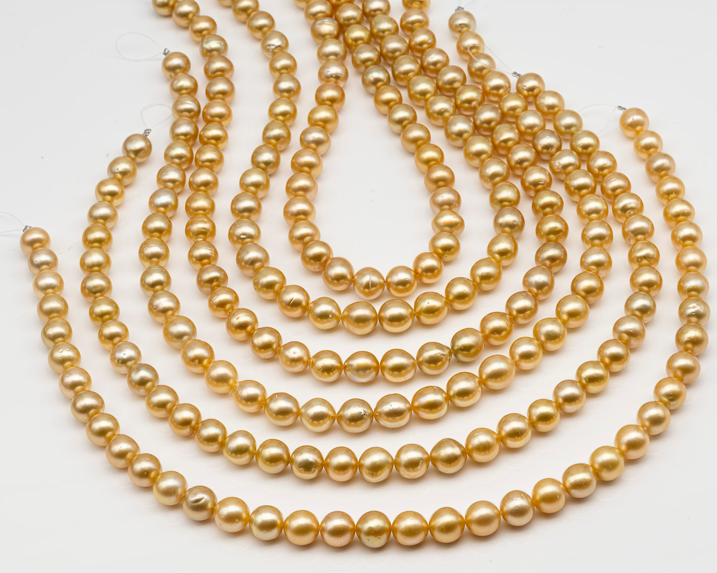 10-11mm Golden South Sea Pearl Near Round, Natural Color Pearls for Jewelry Making, Full Strand, SKU # 2742GS