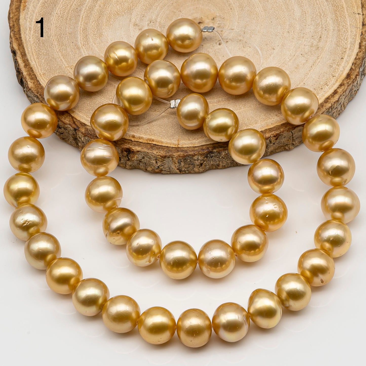 10-11mm Golden South Sea Pearl Near Round, Natural Color Pearls for Jewelry Making, Full Strand, SKU # 2742GS