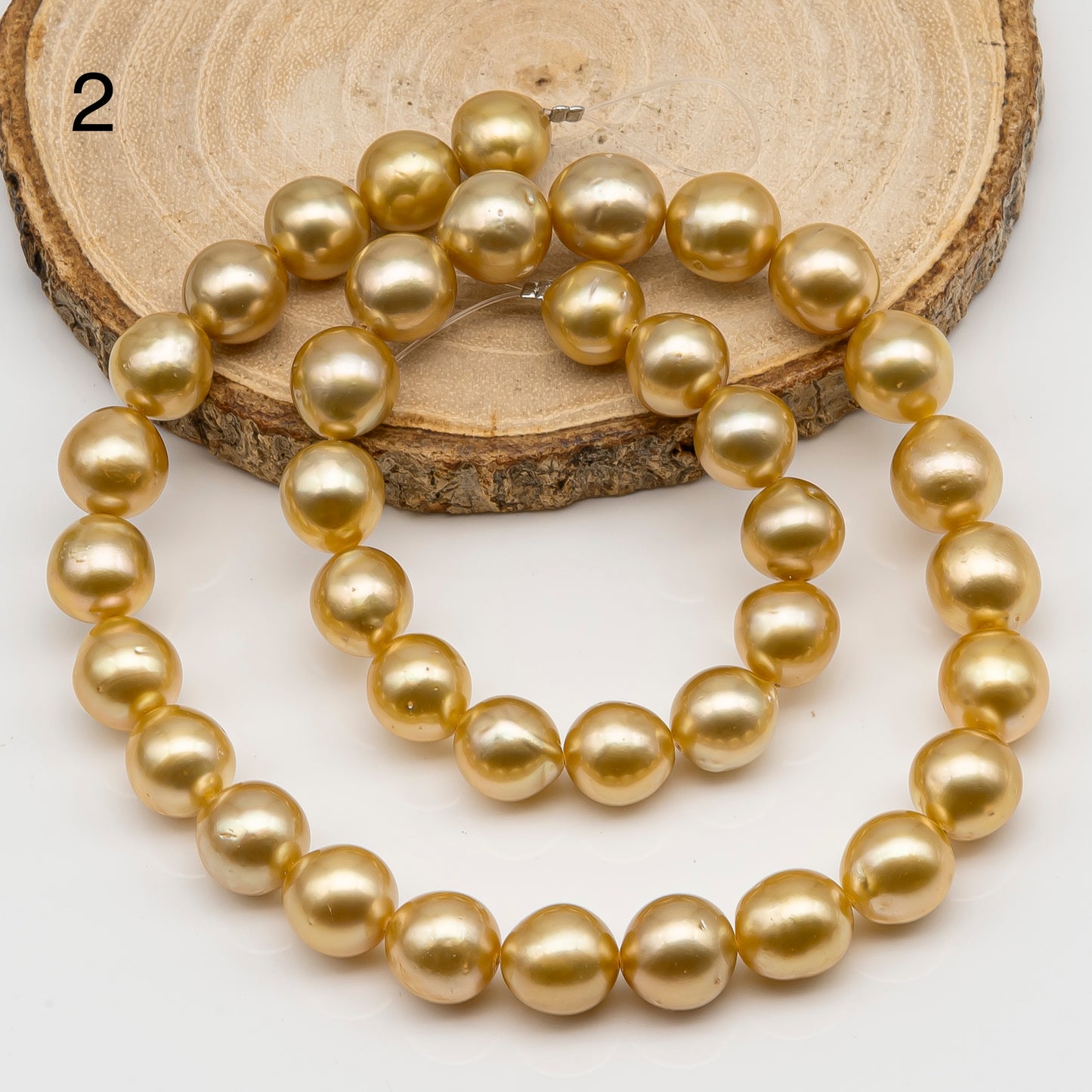 10-11mm Golden South Sea Pearl Near Round, Natural Color Pearls for Jewelry Making, Full Strand, SKU # 2742GS