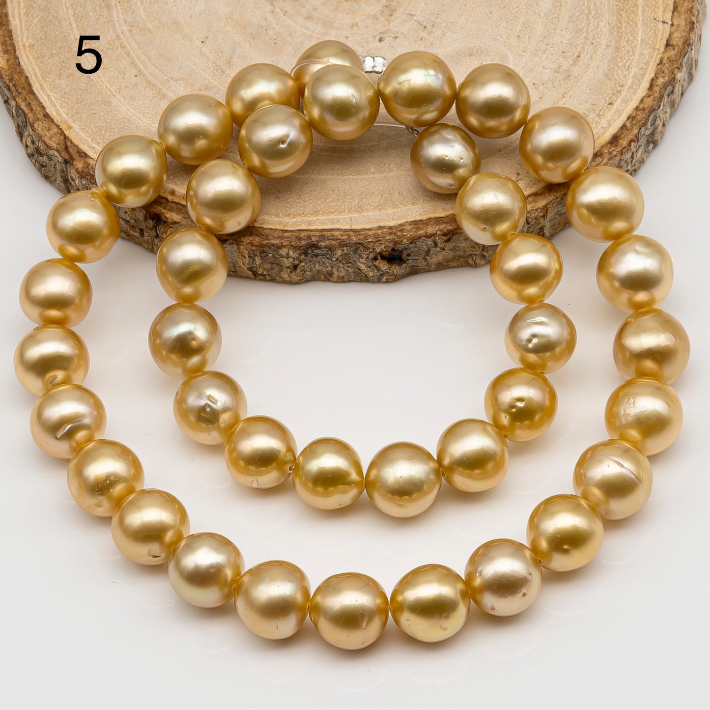 10-11mm Golden South Sea Pearl Near Round, Natural Color Pearls for Jewelry Making, Full Strand, SKU # 2742GS