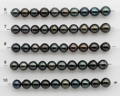 10-11mm Tahitian Pearl Short Strand, Near Round with High Luster and Natural Surface Variations, SKU # 2753TH
