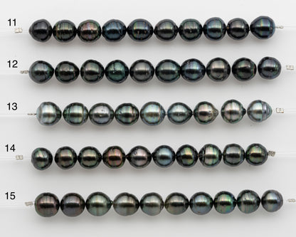 10-11mm Tahitian Pearl Short Strand, Near Round with High Luster and Natural Surface Variations, SKU # 2753TH