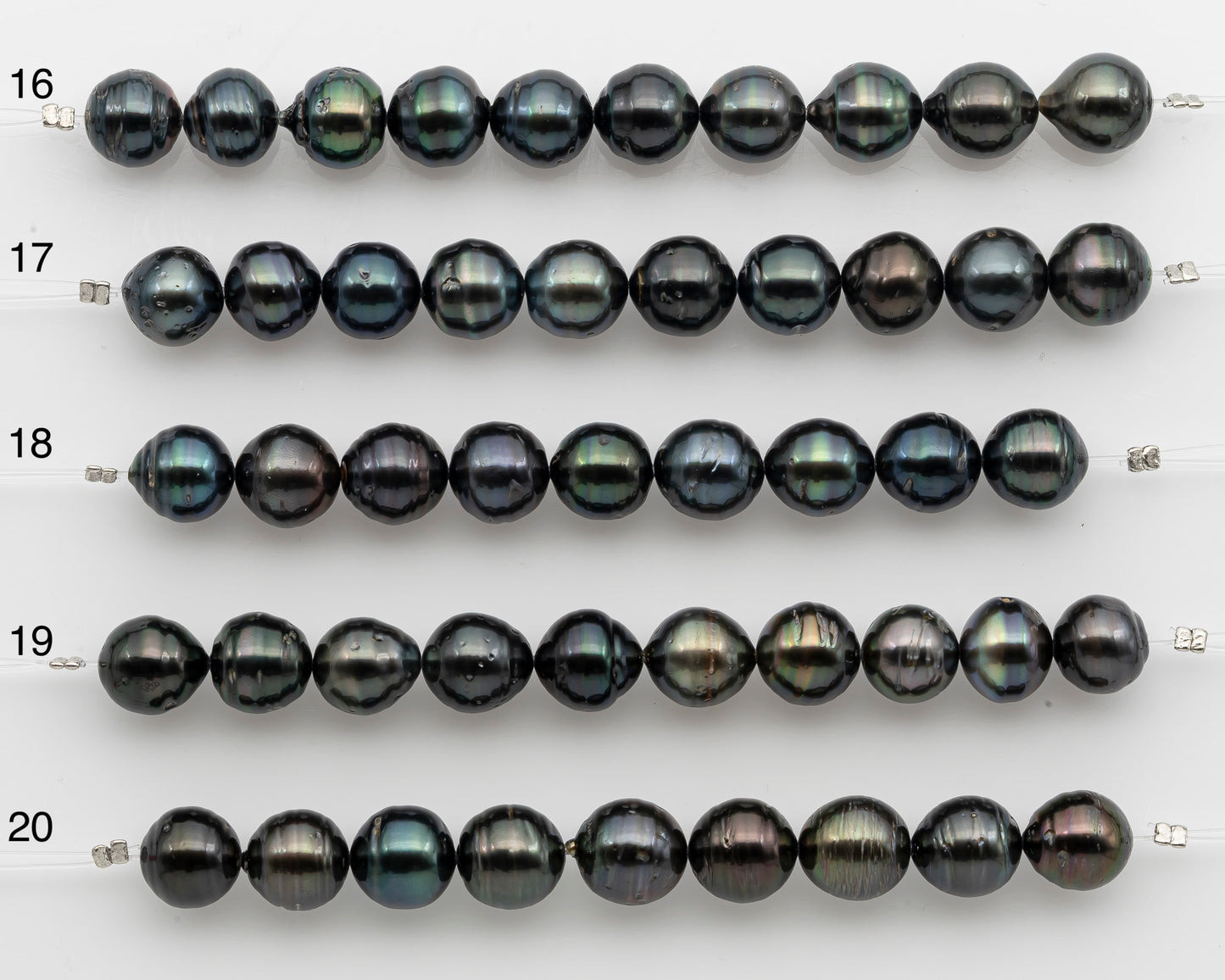 10-11mm Tahitian Pearl Short Strand, Near Round with High Luster and Natural Surface Variations, SKU # 2753TH