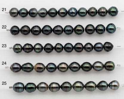 10-11mm Tahitian Pearl Short Strand, Near Round with High Luster and Natural Surface Variations, SKU # 2753TH
