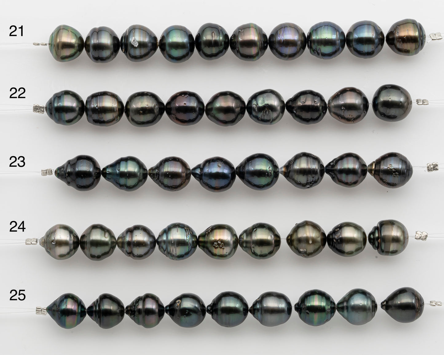 10-11mm Tahitian Pearl Short Strand, Near Round with High Luster and Natural Surface Variations, SKU # 2754TH