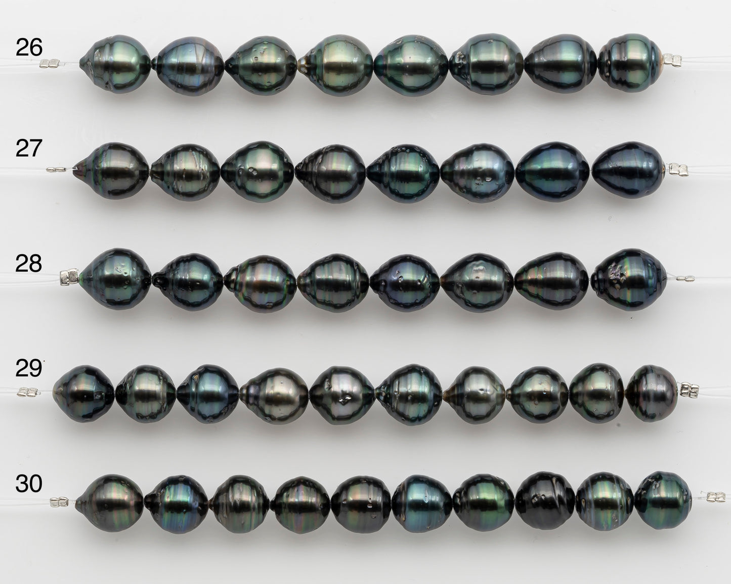 10-11mm Tahitian Pearl Short Strand, Near Round with High Luster and Natural Surface Variations, SKU # 2754TH