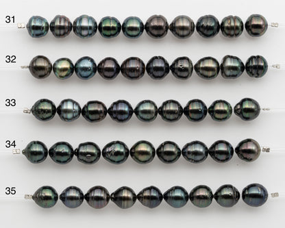 10-11mm Tahitian Pearl Short Strand, Near Round with High Luster and Natural Surface Variations, SKU # 2754TH