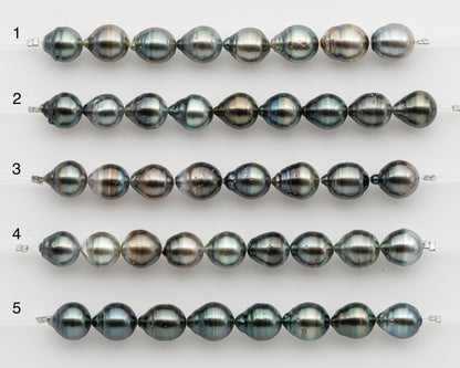 10-11mm Tahitian Pearl Short Strand, Near Round with High Luster and Natural Surface Variations, SKU # 2754TH