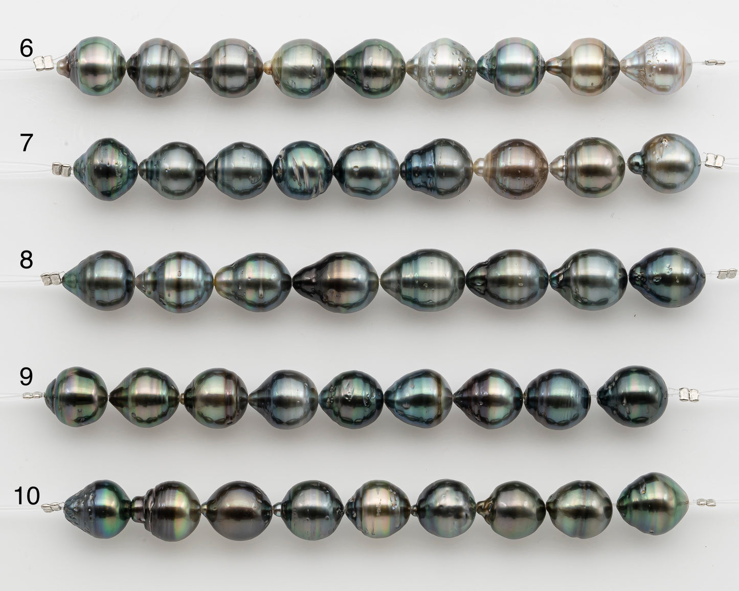 10-11mm Tahitian Pearl Short Strand, Near Round with High Luster and Natural Surface Variations, SKU # 2754TH
