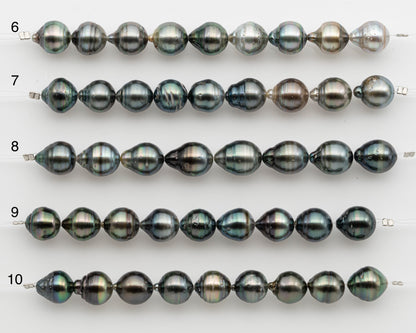 10-11mm Tahitian Pearl Short Strand, Near Round with High Luster and Natural Surface Variations, SKU # 2754TH