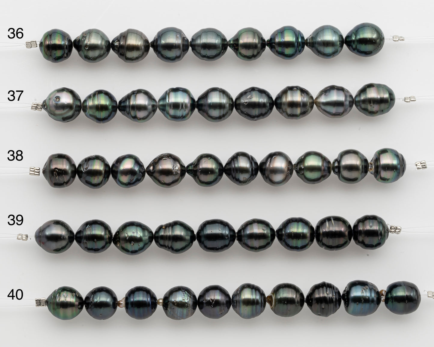 10-11mm Tahitian Pearl Short Strand, Near Round with High Luster and Natural Surface Variations, SKU # 2754TH