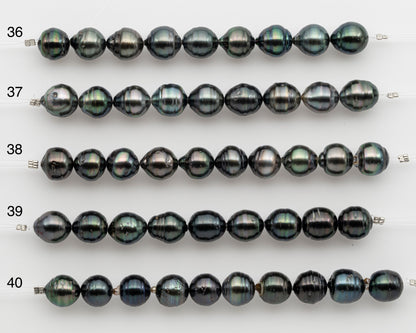 10-11mm Tahitian Pearl Short Strand, Near Round with High Luster and Natural Surface Variations, SKU # 2754TH