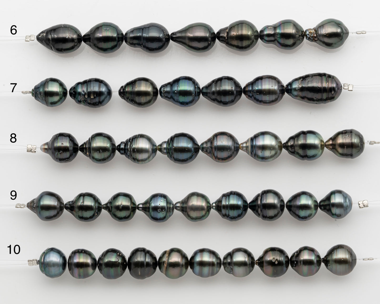 10-11mm Tahitian Pearl Short Strand, Near Round with High Luster and Natural Surface Variations, SKU # 2755TH
