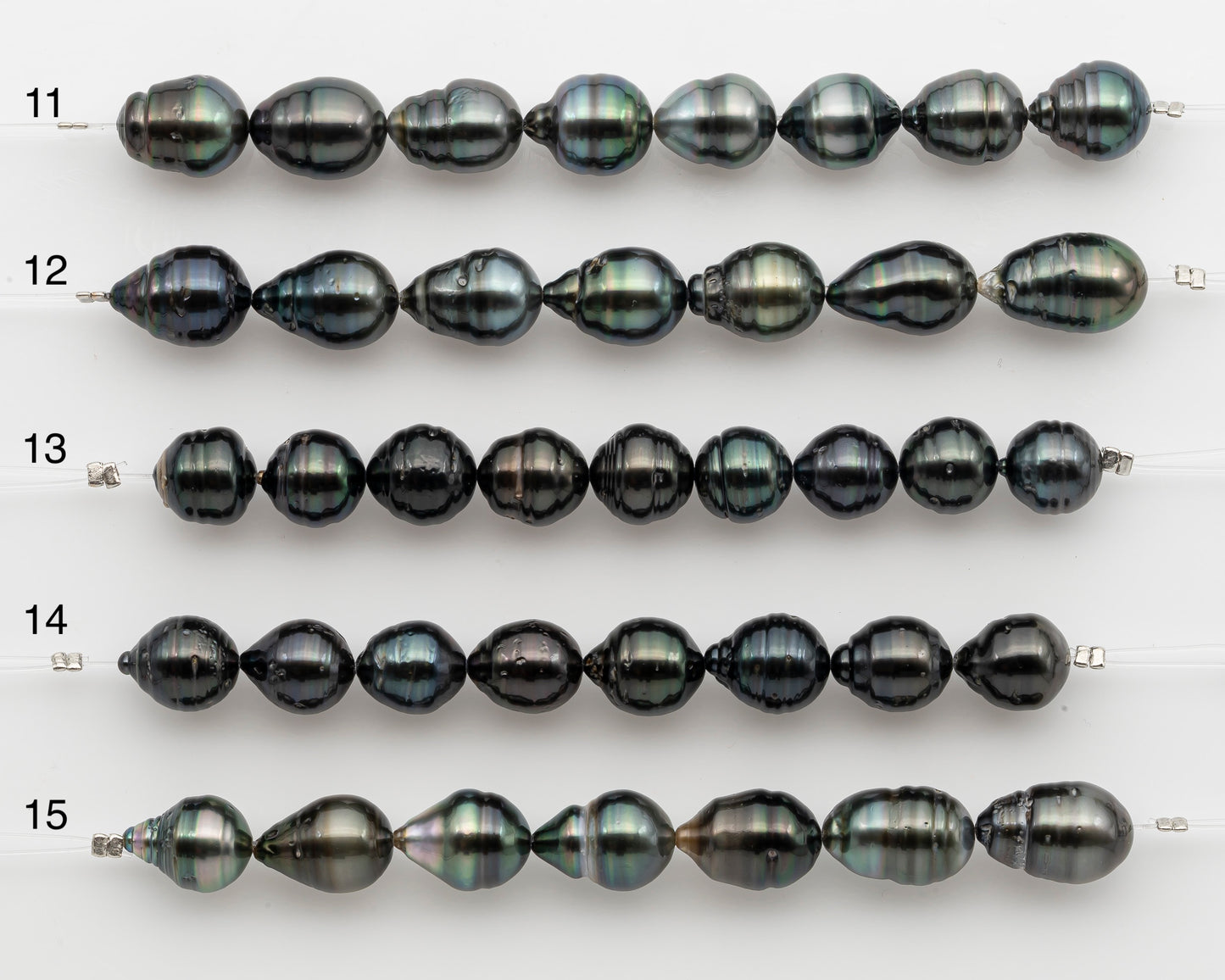 10-11mm Tahitian Pearl Short Strand, Near Round with High Luster and Natural Surface Variations, SKU # 2755TH