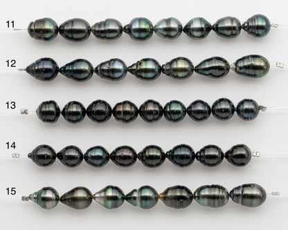 10-11mm Tahitian Pearl Short Strand, Near Round with High Luster and Natural Surface Variations, SKU # 2755TH