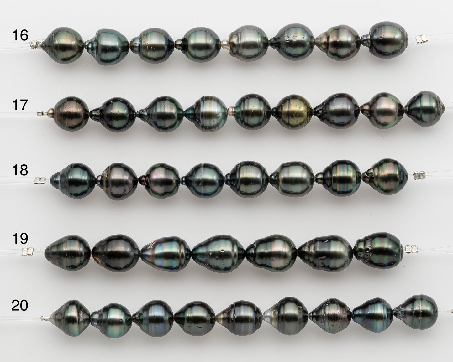 10-11mm Tahitian Pearl Short Strand, Near Round with High Luster and Natural Surface Variations, SKU # 2755TH