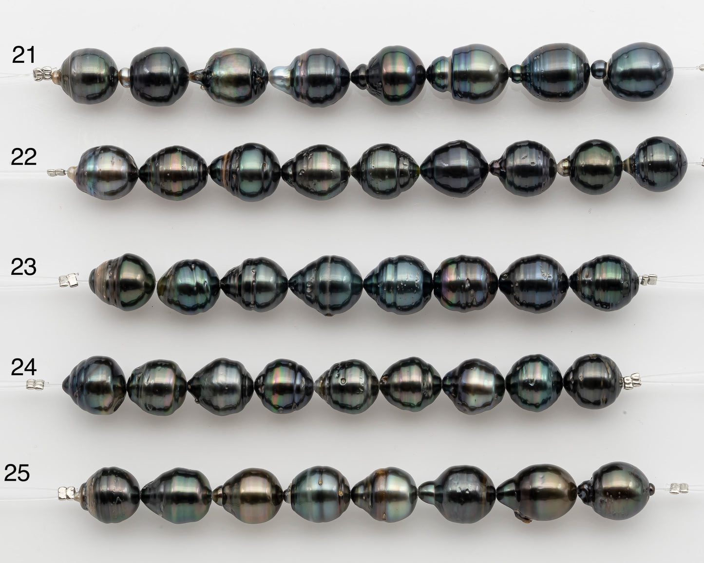 10-11mm Tahitian Pearl Short Strand, Near Round with High Luster and Natural Surface Variations, SKU # 2755TH