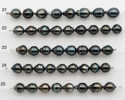 10-11mm Tahitian Pearl Short Strand, Near Round with High Luster and Natural Surface Variations, SKU # 2755TH