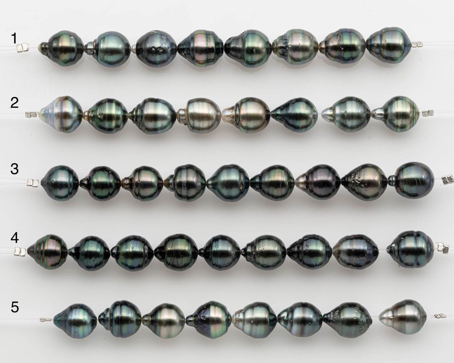 10-11mm Tahitian Pearl Short Strand, Near Round with High Luster and Natural Surface Variations, SKU # 2755TH