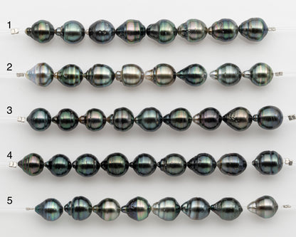 10-11mm Tahitian Pearl Short Strand, Near Round with High Luster and Natural Surface Variations, SKU # 2755TH