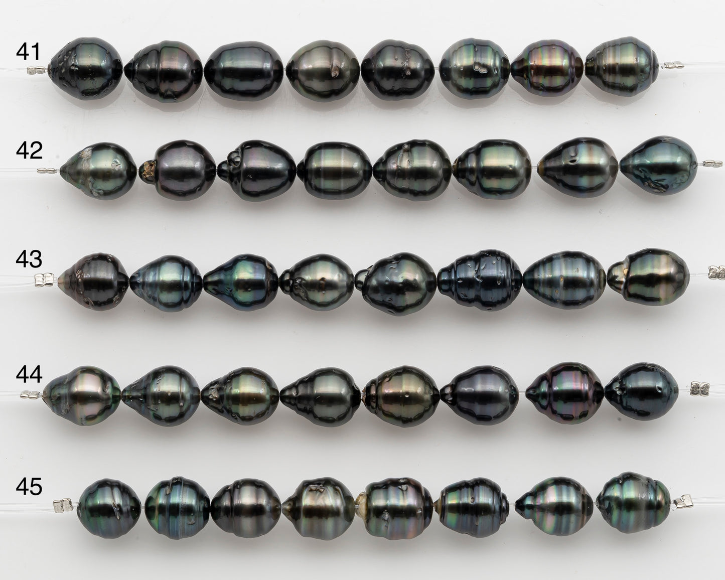 10-11mm Tahitian Pearl Short Strand, Near Round with High Luster and Natural Surface Variations, SKU # 2755TH