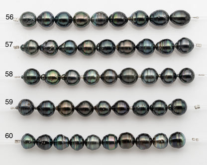 10-11mm Tahitian Pearl Short Strand, Near Round with High Luster and Natural Surface Variations, SKU # 2755TH