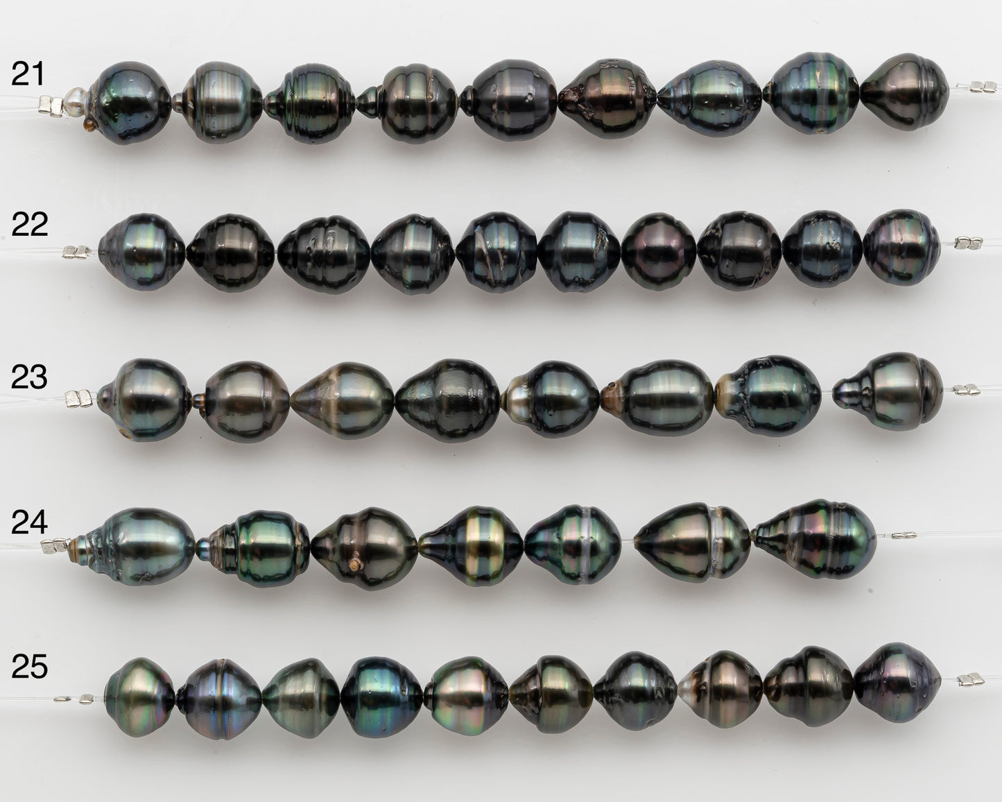 10-11mm Tahitian Pearl Short Strand, Near Round with High Luster and Natural Surface Variations, SKU # 2756TH
