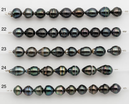 10-11mm Tahitian Pearl Short Strand, Near Round with High Luster and Natural Surface Variations, SKU # 2756TH