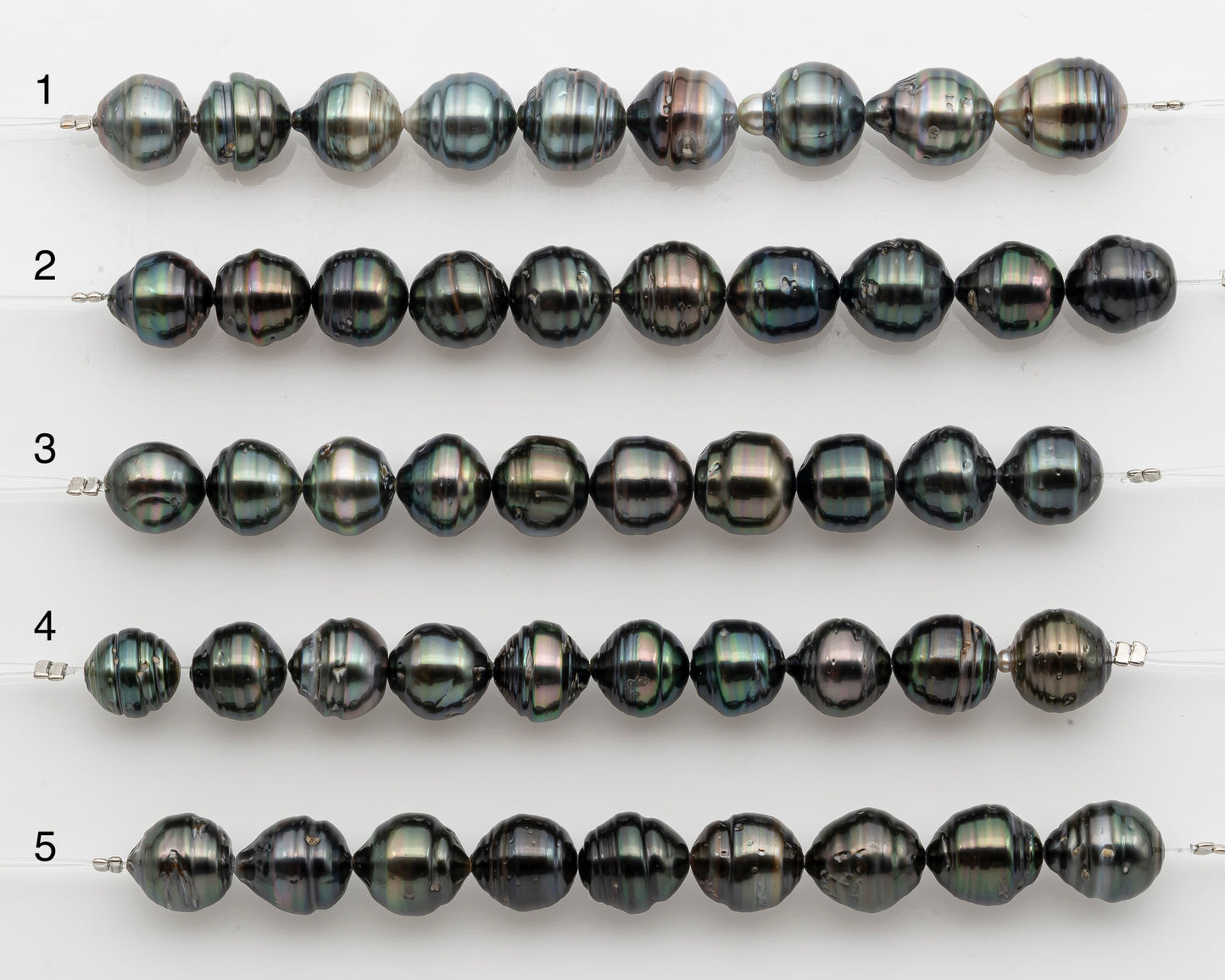 10-11mm Tahitian Pearl Short Strand, Near Round with High Luster and Natural Surface Variations, SKU # 2756TH