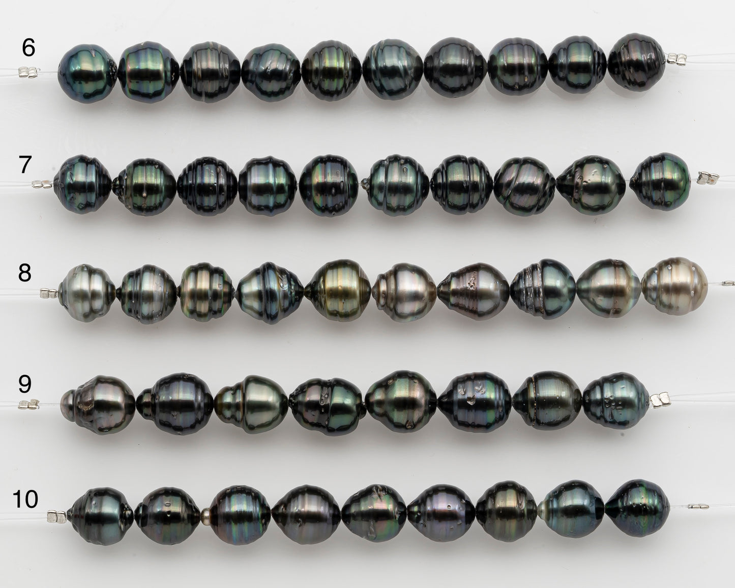 10-11mm Tahitian Pearl Short Strand, Near Round with High Luster and Natural Surface Variations, SKU # 2756TH