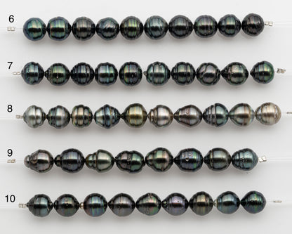 10-11mm Tahitian Pearl Short Strand, Near Round with High Luster and Natural Surface Variations, SKU # 2756TH