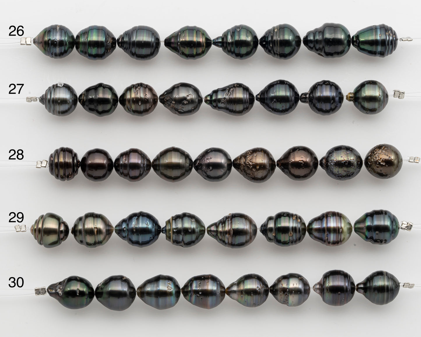 10-11mm Tahitian Pearl Short Strand, Near Round with High Luster and Natural Surface Variations, SKU # 2756TH