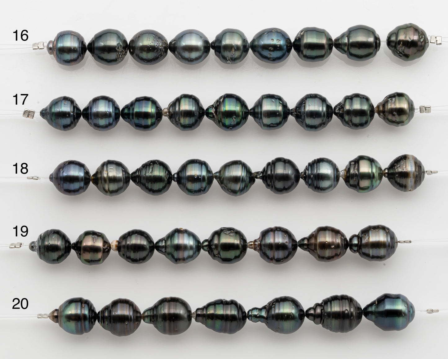 10-11mm Tahitian Pearl Short Strand, Near Round with High Luster and Natural Surface Variations, SKU # 2756TH