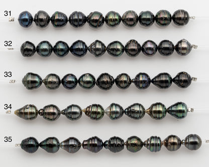 10-11mm Tahitian Pearl Short Strand, Near Round with High Luster and Natural Surface Variations, SKU # 2756TH