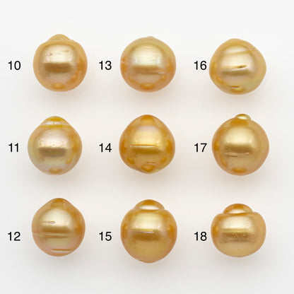 12-13mm South Sea Pearl in Natural Gold Color, Loose Drop Shape, Undrilled for Jewelry Making, SKU # 2769GS