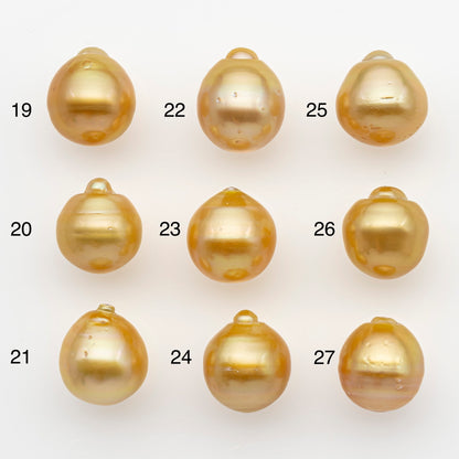 12-13mm South Sea Pearl in Natural Gold Color, Loose Drop Shape, Undrilled for Jewelry Making, SKU # 2769GS