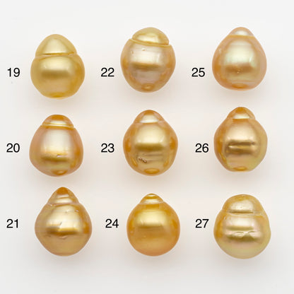 12-13mm South Sea Pearl in Natural Gold Color, Loose Drop Shape, Undrilled for Jewelry Making, SKU # 2770GS