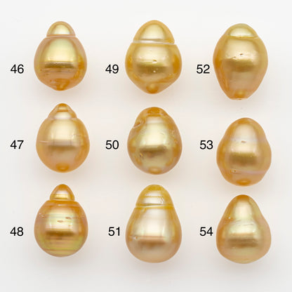 12-13mm South Sea Pearl in Natural Gold Color, Loose Drop Shape, Undrilled for Jewelry Making, SKU # 2770GS