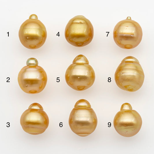 12-13mm South Sea Pearl in Natural Gold Color, Loose Drop Shape, Undrilled for Jewelry Making, SKU # 2771GS
