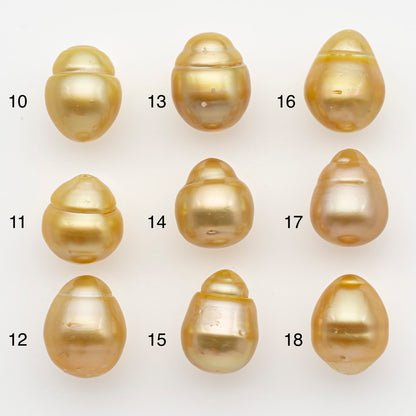 12-13mm South Sea Pearl in Natural Gold Color, Loose Drop Shape, Undrilled for Jewelry Making, SKU # 2771GS